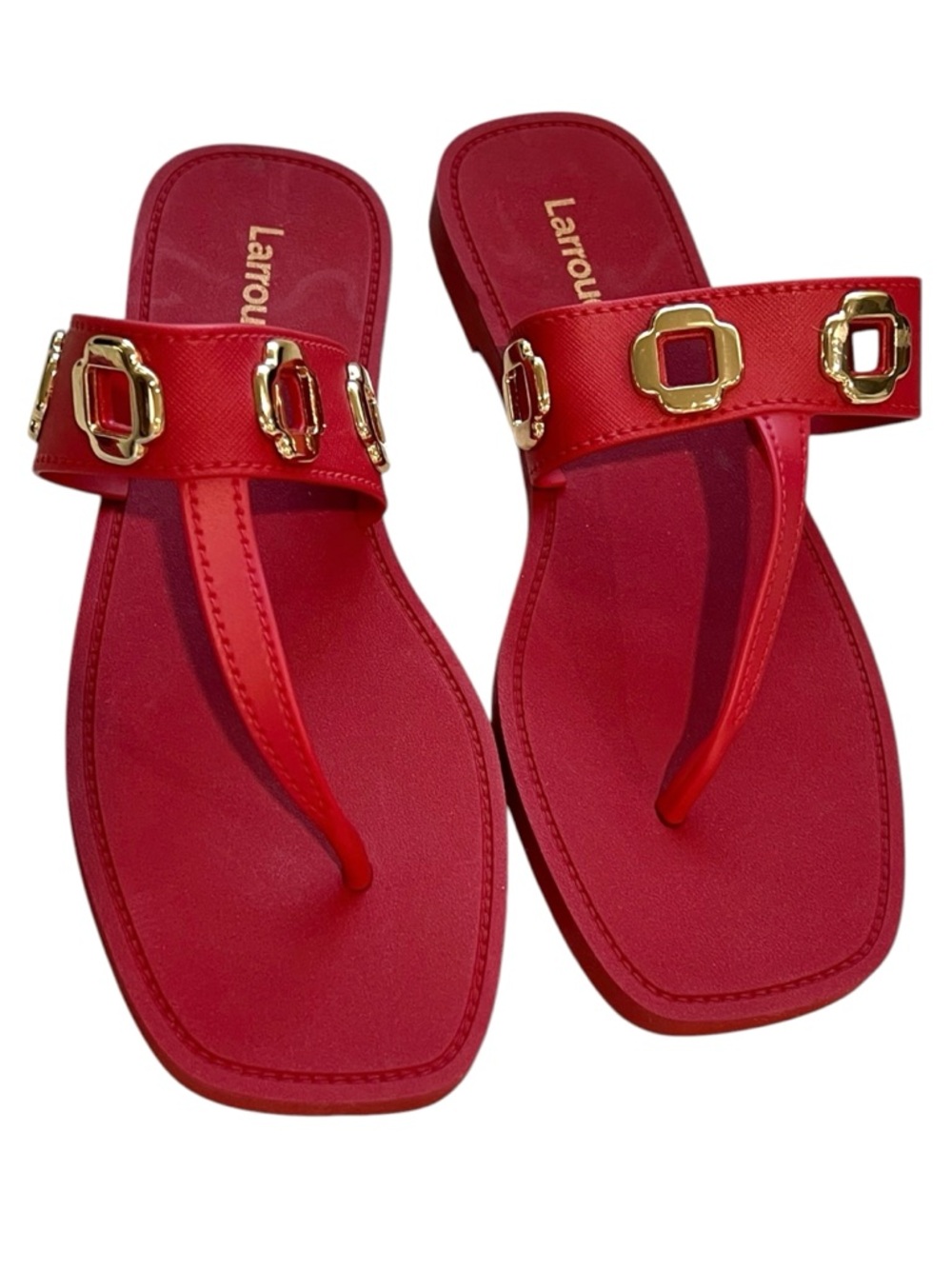 Larroude Milan Grommet Thong Sandals – Chic Studded Minimalist Designer Flats